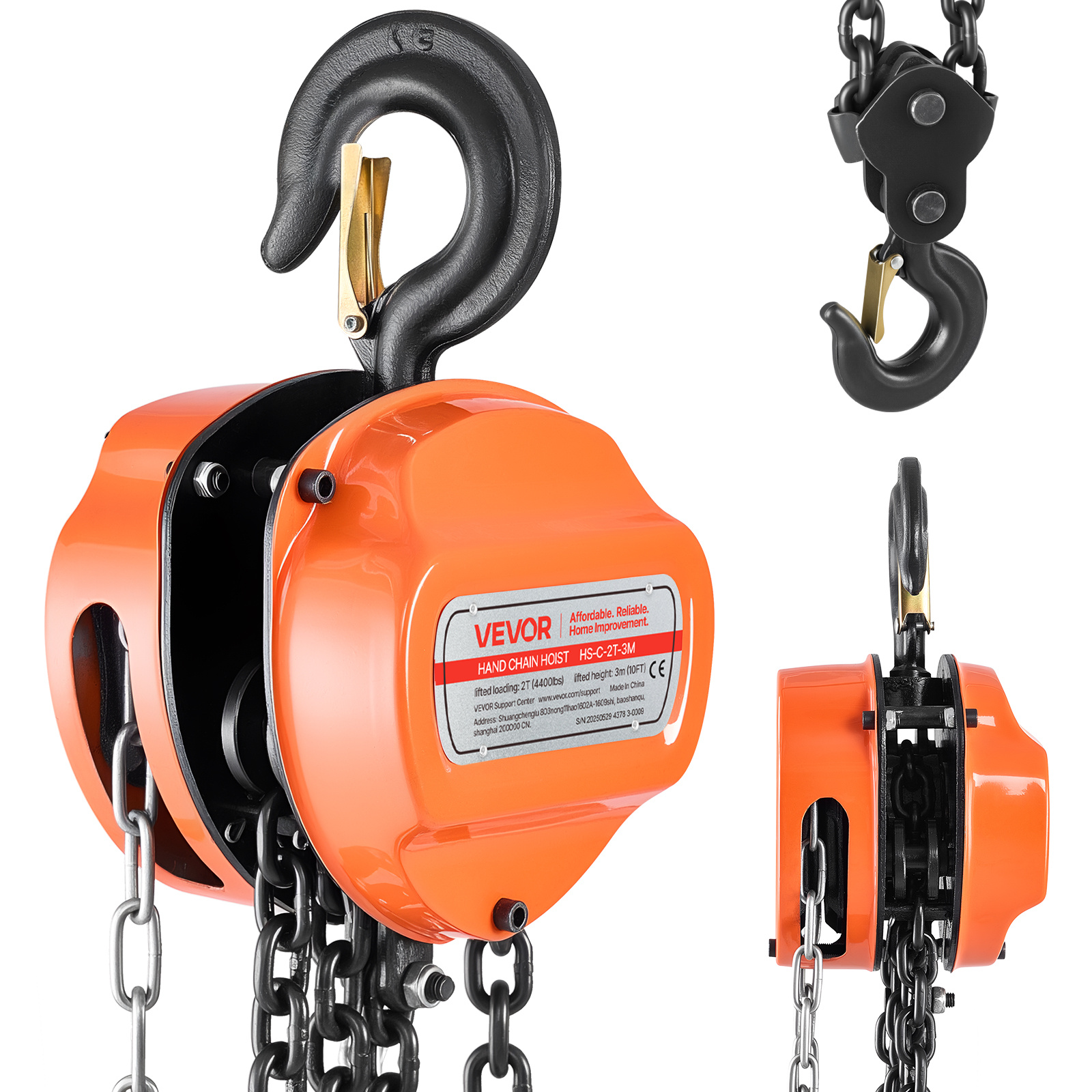 TEMU VEVOR Manuale, Capacit� , Manuale con Catena Zincata G80 Aggiornata, Altezza di Sollevamento 3 m, per Carichi Pesanti per Garage, , Macchinari
