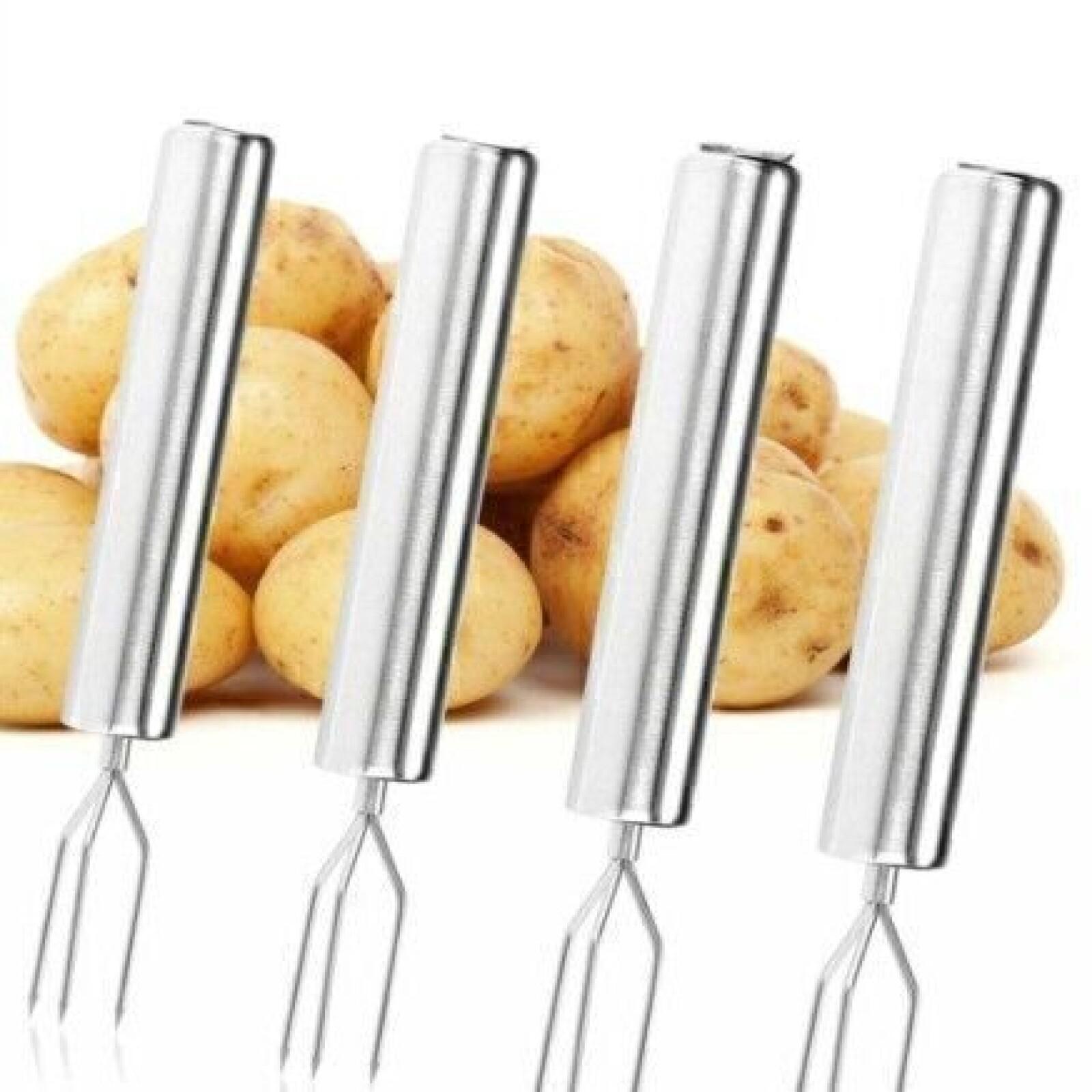 E-shop 4x Pellkartoffel-Gabel Mit 3 , Aus Rostfreiem Edelstahl 430 Reusable As Corn Skewer, Peeling Aid