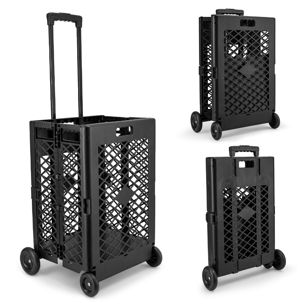 TEMU 65l Portable Folding Cart Lightweight 4-wheel Trolley For Shopping, Camping, And Outdoor Use, Easy To Fold And Store