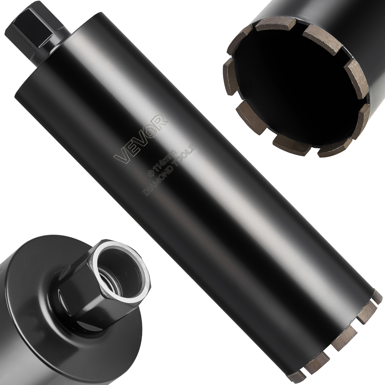 Vevor Core Drill Bit, 114 Mm Diameter, 356 Mm Drilling Depth, 1-1/4 In-7 Internal Thread, High-precision Welding Technology, Wet Diamond Core Bit For Reinforced Concrete, , And Masonry