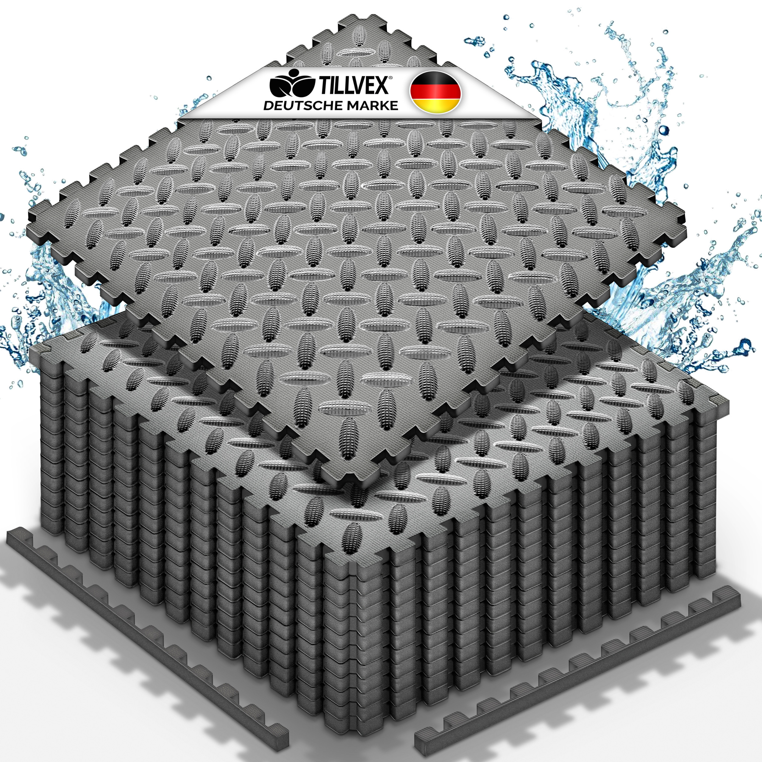 E-shop tillvex® Pool Bodenschutzmatte 38,5 x 38,5 cm Unterlegmatte für Pool & Planschbecken Poolmatte Bodenmatte Outdoor Poolunterlage extra stark