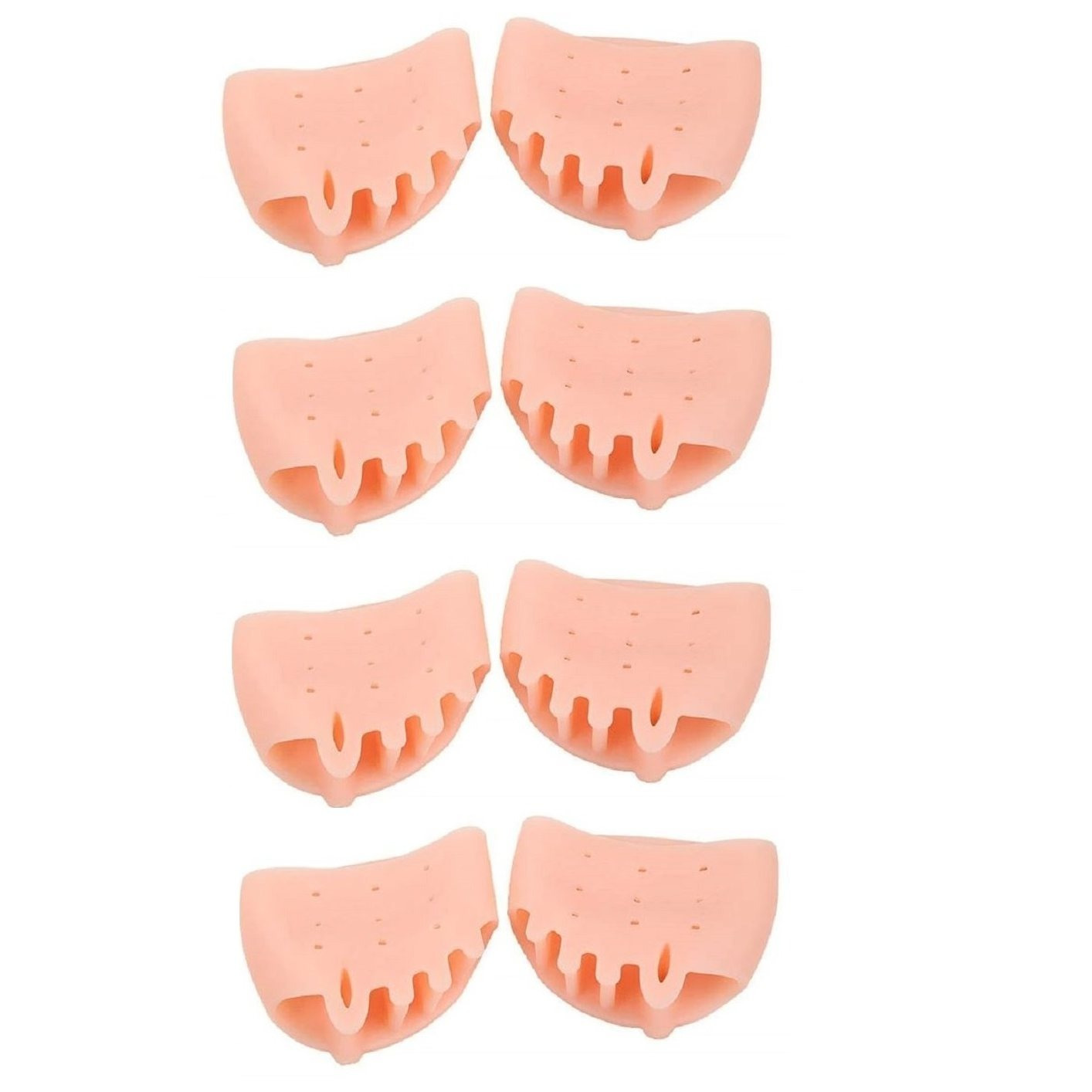 4pcs Toe Separator Set With Upper And Sole Protection, Unisex And Universal Size, Soft Silicone, Beige.