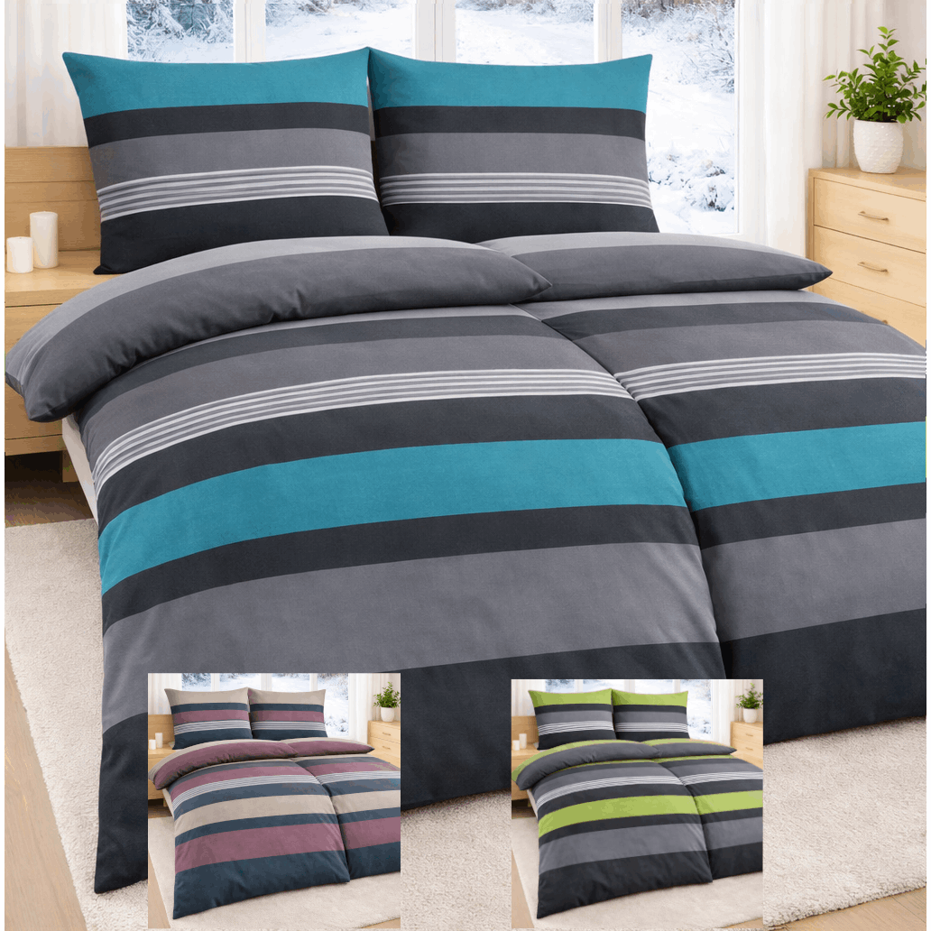 TEMU 4-teiliges Feinbiber Bettwäsche-Set aus Biber Baumwolle – extra , warm & kuschelig, 2× Bettbezug 135×200 cm + 2× Kissenbezug 80×80