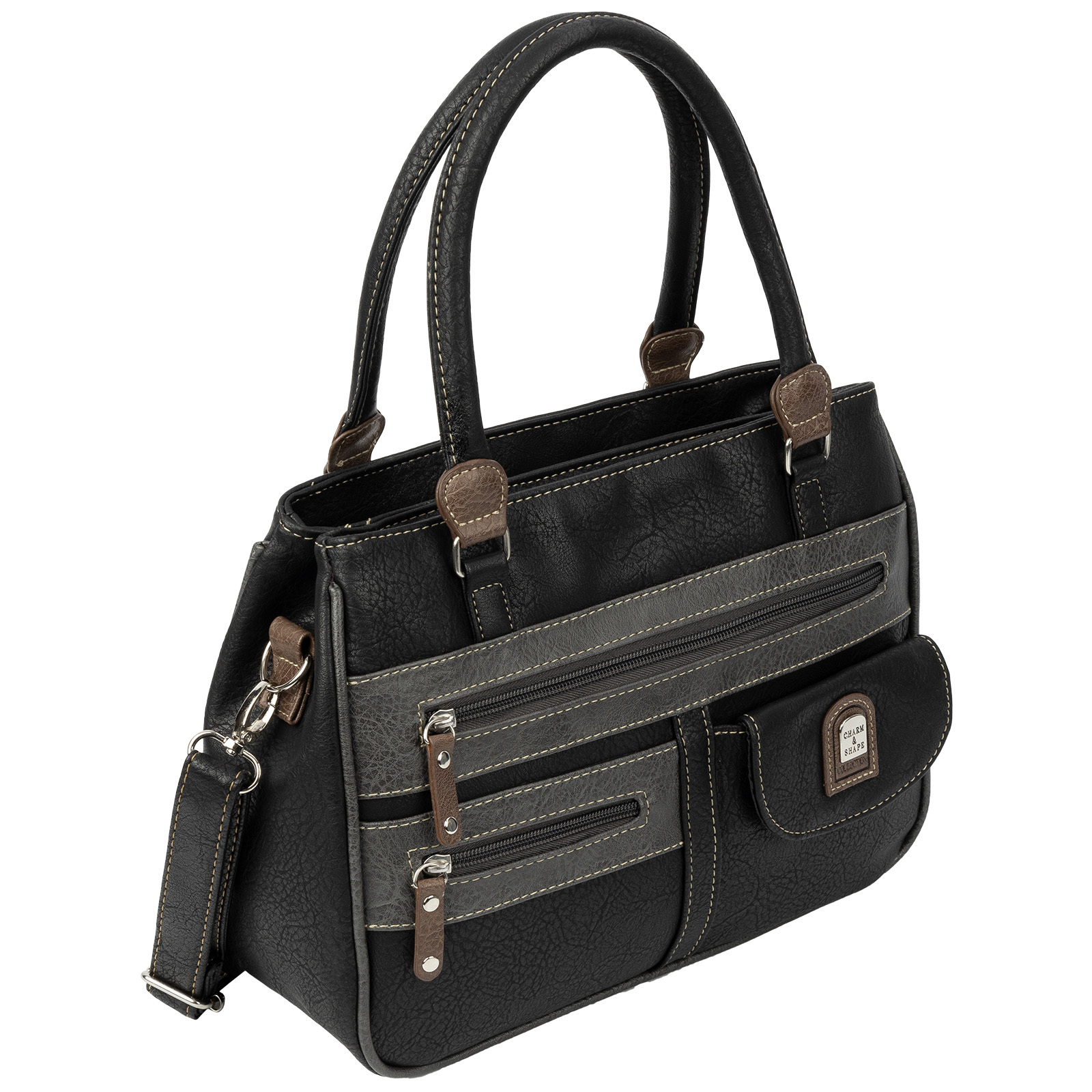 Image of Women' Handbag Shoulder Bag Crossbody Bag 7 Liter Crossover Bag Leather Look Black-gray (hxwxd): 22cm X 32cm X 11cm