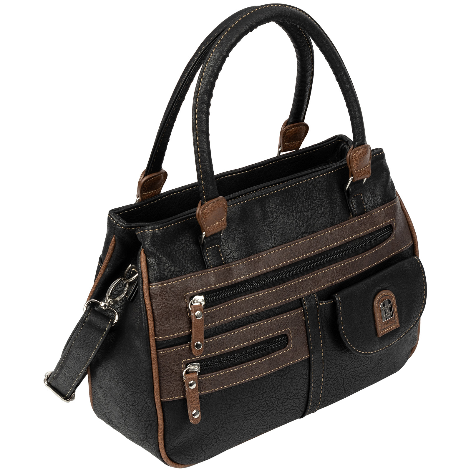 Image of Women' Handbag Shoulder Bag Crossbody Bag 7 Liter Crossover Bag Leather Look Black-brown (hxwxd): 22cm X 32cm X 11cm