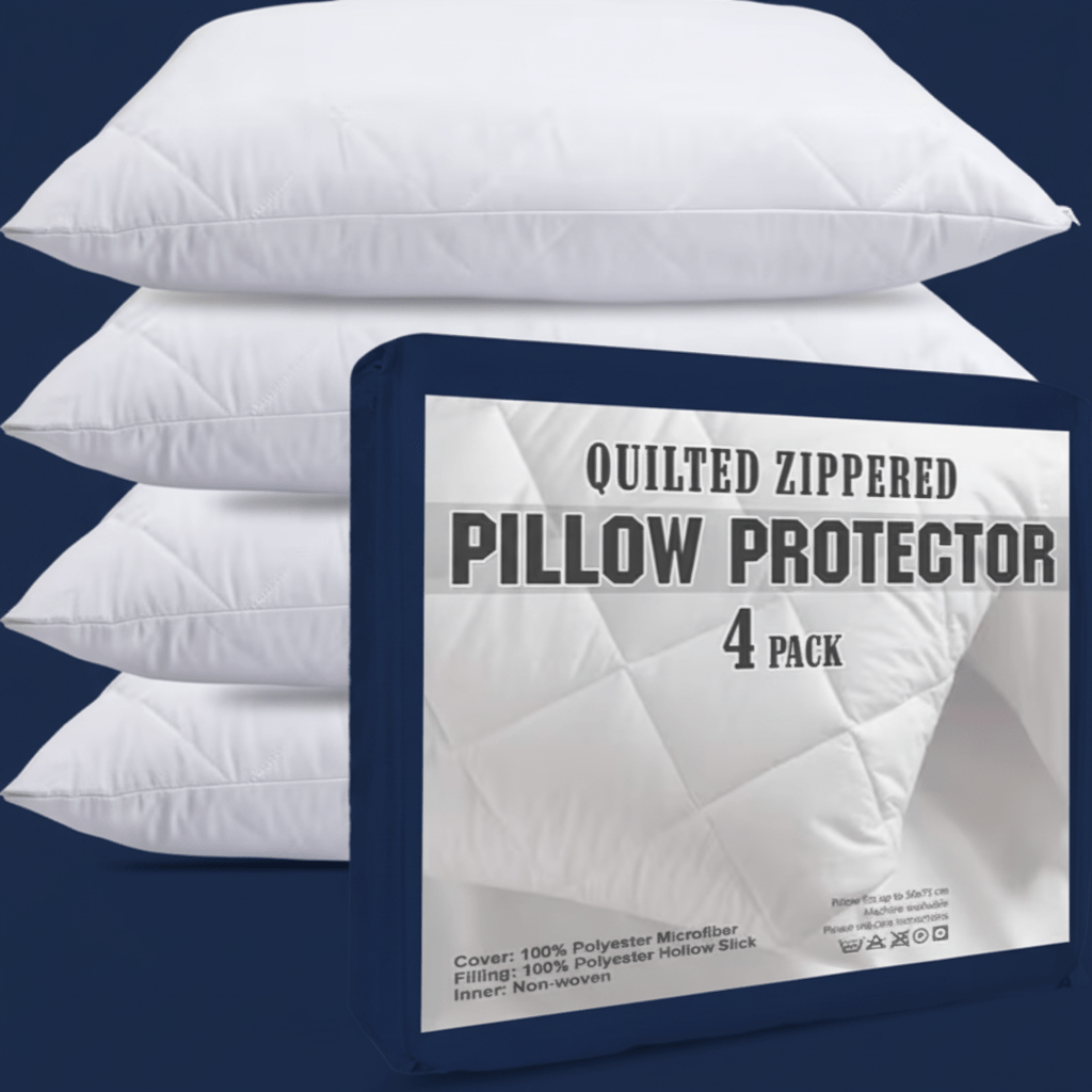 TEMU Quilted Zipped Pillow Protectors – Soft, Breathable Microfiber Pillowcase Covers In 2 Or 4 Pack For Comfortable Sleep And Long-lasting Pillow