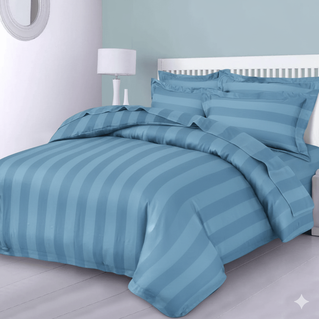 TEMU 3pcs Classic Satin Stripe Duvet Cover Set (includes 1 Duvet Cover & 2 Pillowcases) – Soft, Comfortable, And Machine Washable. Perfect For