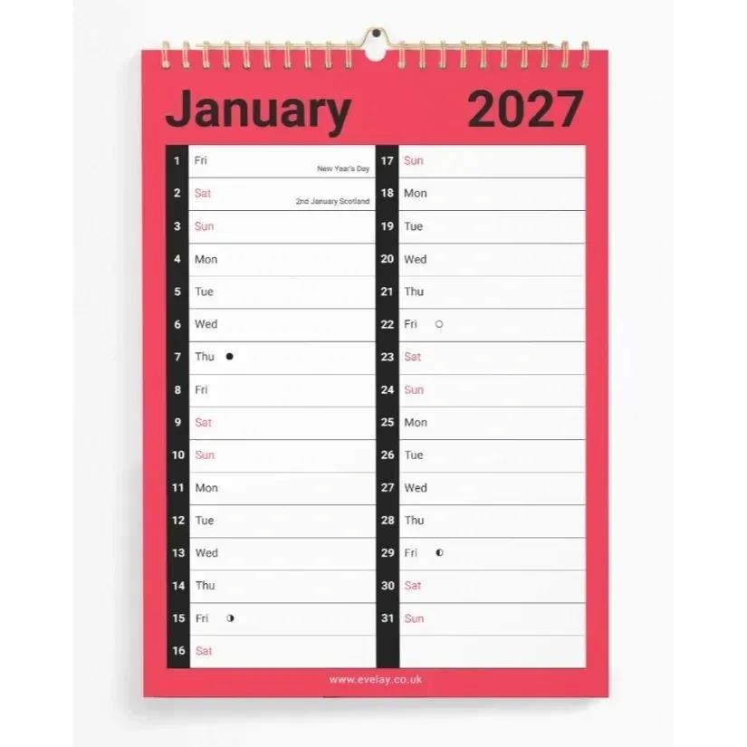 TEMU 2027 A4 Wall Calendar Month-to-view Planner | Family & Office Organizer | –december 2027 | Includes Uk Holidays