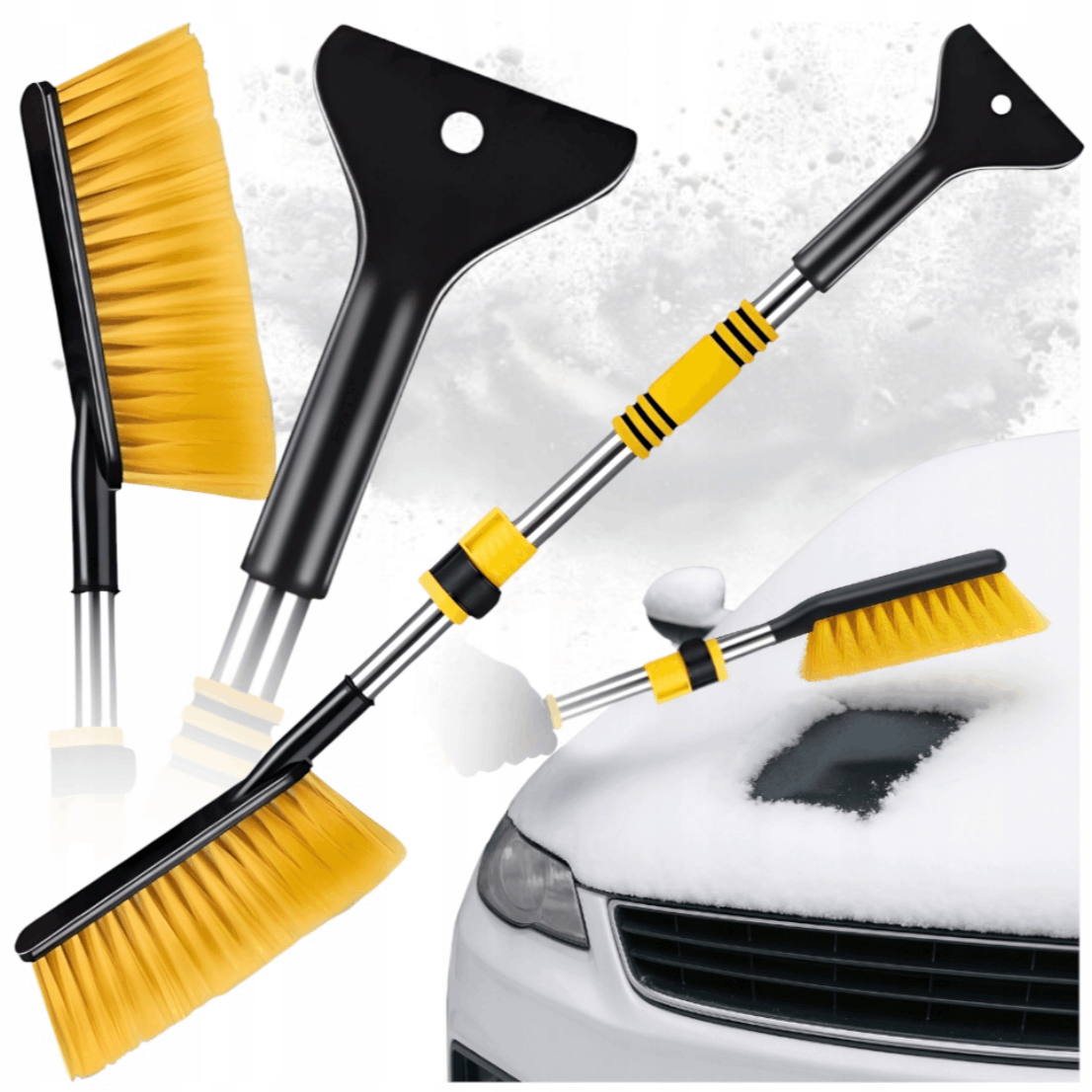 TEMU Car Snow Scraper And Window Brush 2-in-1 Telescopic Multifunctional Tool For And Car Window Cleaning Telescopic Handle For Accessing
