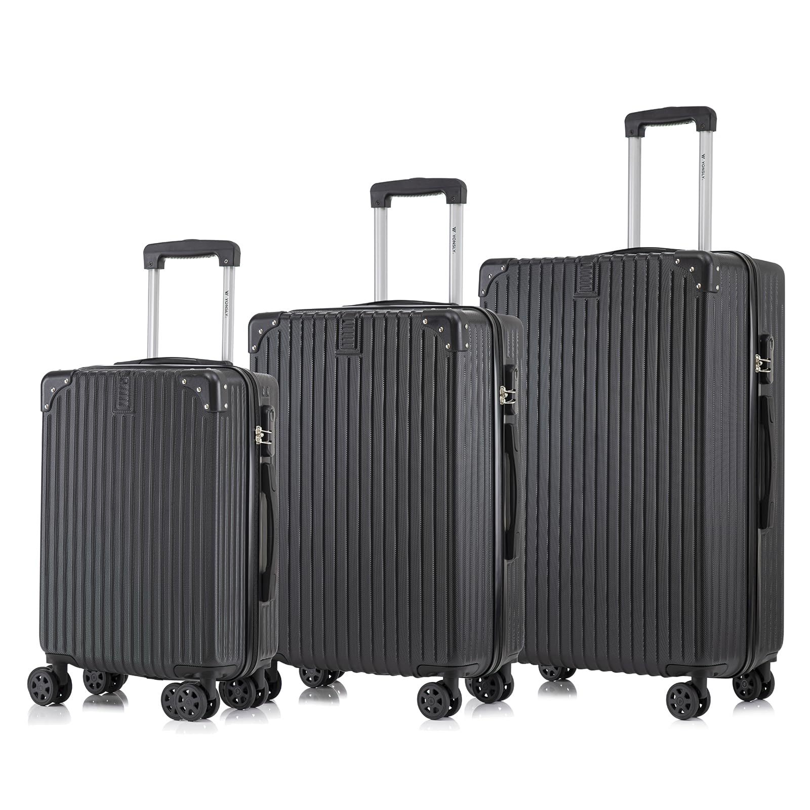 Trolley Travel Case Set, Trolley Hand Luggage, Luggage Set, Hard Shell Travel Case With 4 Wheels 360°, Number Lock, Handle (3pcs Set, M, L & Xl)