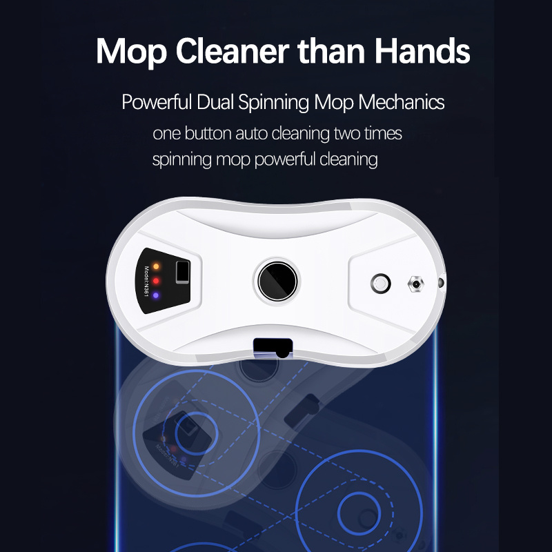 smart home window cleaning robot 5600pa high suction electric water spray window cleaning robot remote control cleaner with remote control and 10 cloths automatic water spray control function cleaning Product details 2
