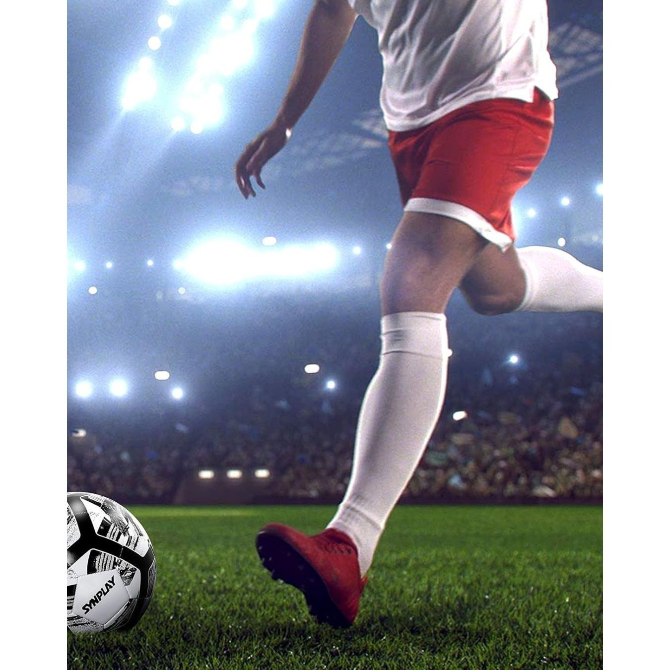 Machine Stitched Soccer Ball, Black & White Durable PU Leather