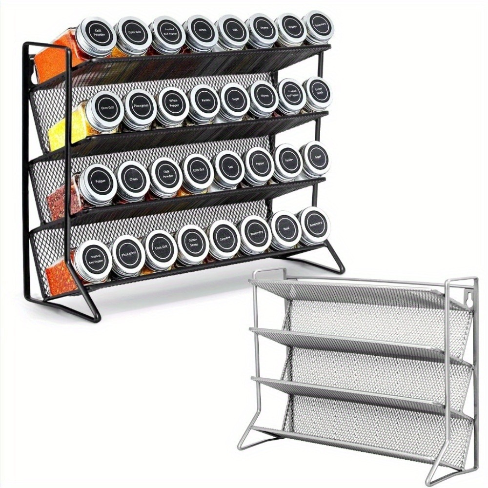 4-tier Spice Rack, Standing With Double Organization, Space- Kitchen Storage For 45mm Spice Jars And Shakers, Storage For Your Kitchen