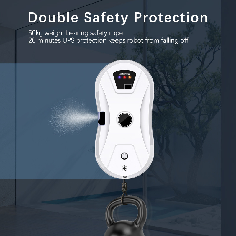 smart home window cleaning robot 5600pa high suction electric water spray window cleaning robot remote control cleaner with remote control and 10 cloths automatic water spray control function cleaning Product details 1