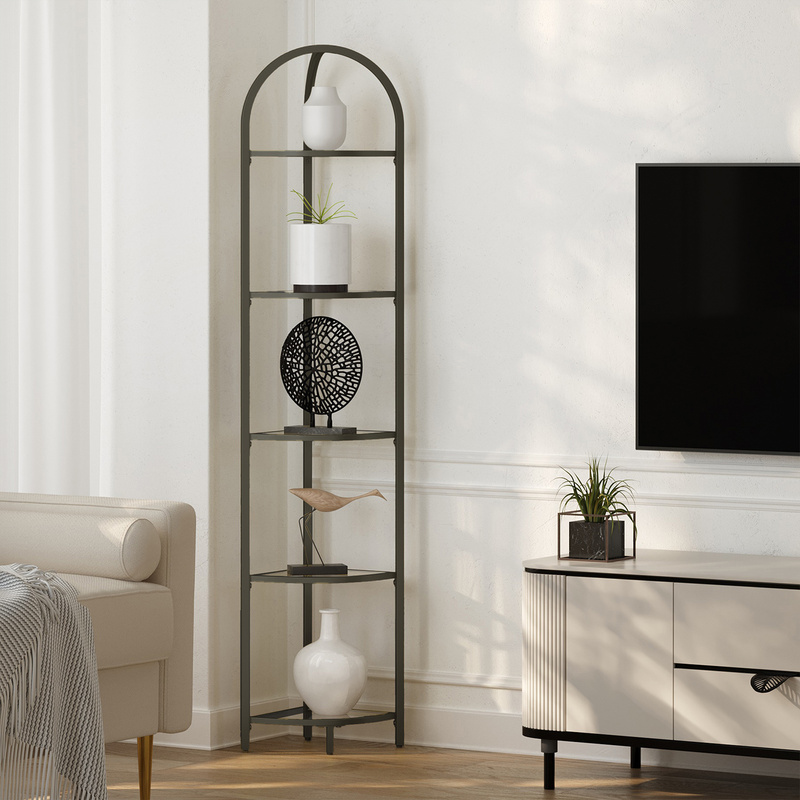 5-tier Corner Shelf, Bookshelf, Bathroom Organizer, Plant Stand, Black