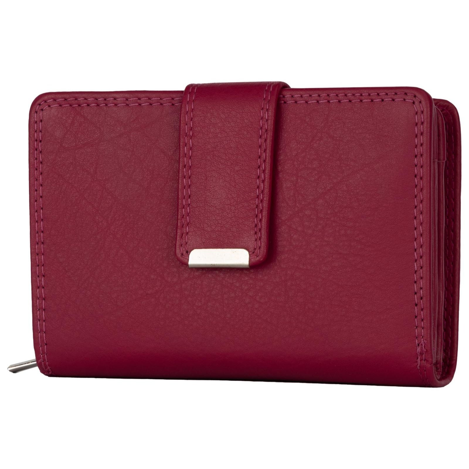 Women's Rfid Wallet Genuine Cowhide Leather Purse In Rose