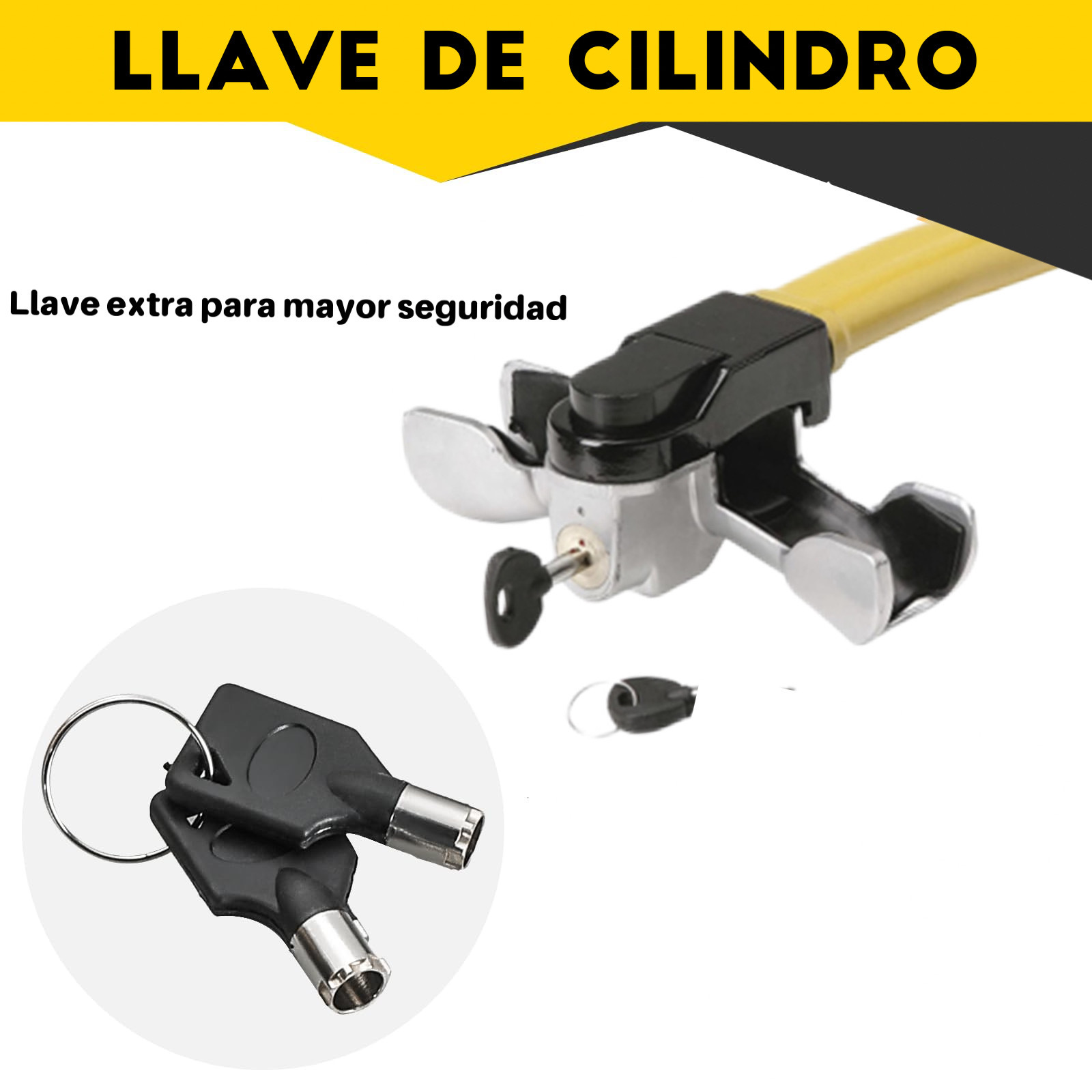 TEMU Candado de Volante de Coche Universal, Candado Antirrobo para Volante para Coches, SUV y Furgonetas, Herramienta Antirrobo de Coche