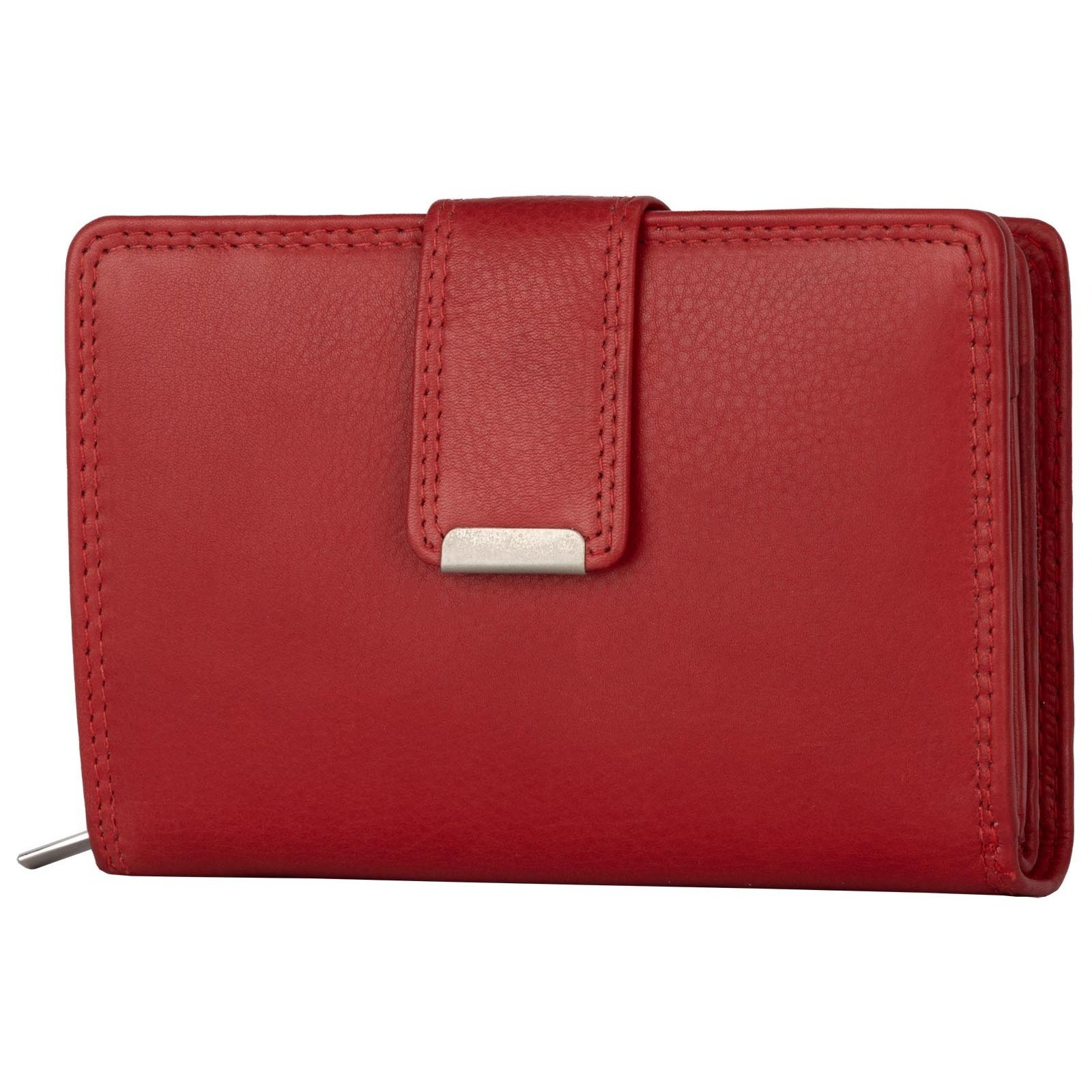 Ladies' Rfid Wallet, Leather Wallet With 14 Card Slots, Real Leather, Red, Dimensions: . 13.5 Cm X 9 Cm X 4 Cm
