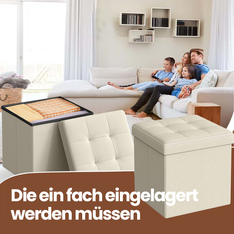 E-shop 30 cm Sitzbank mit Stauraum, klappbare Sitztruhe, Aufbewahrungsbox, Fußbank, weiß