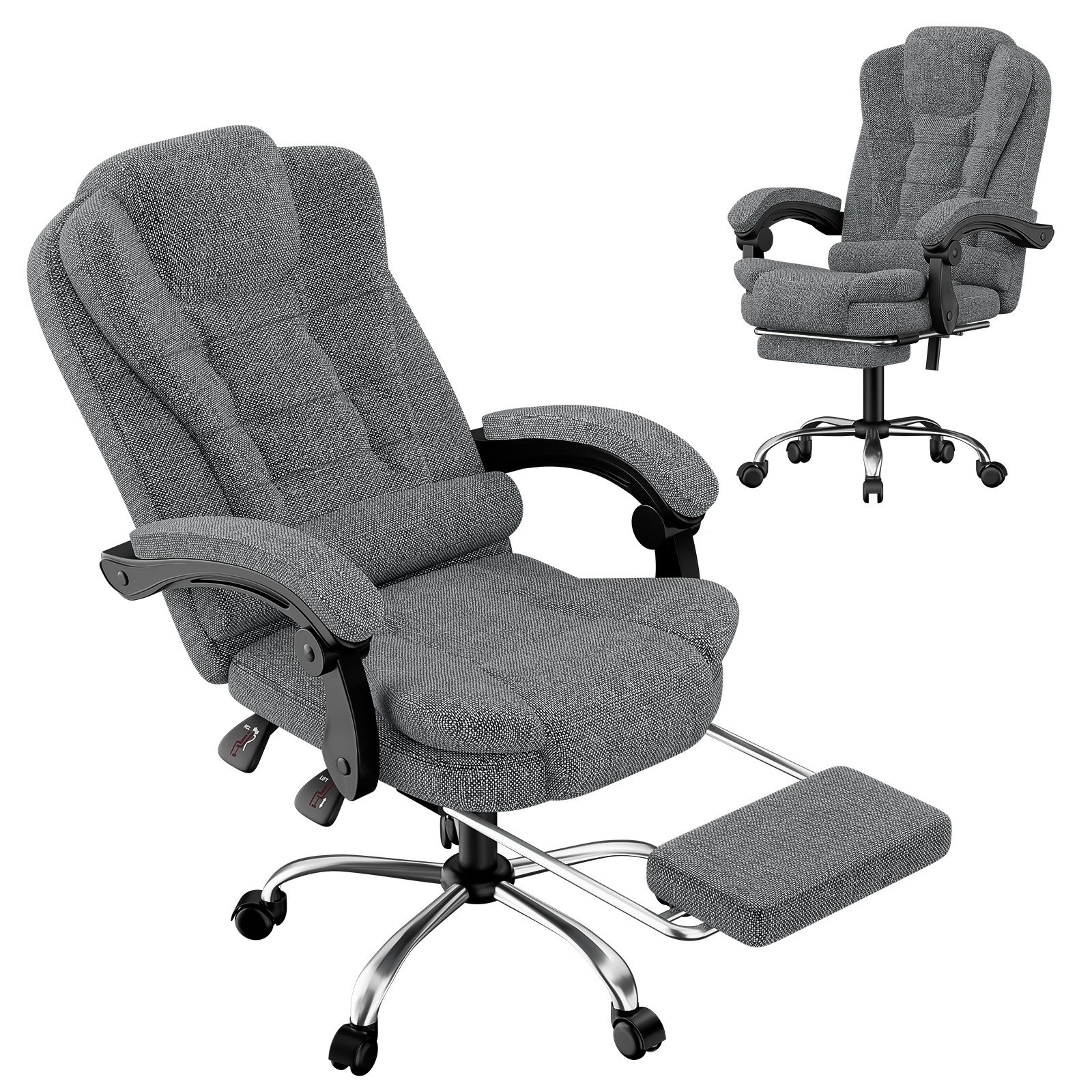 Ergonomic High Chair, Adjustable Chair With Reclining Function, Lumbar Support, And Footrest For Home And Office For Christmas Gifts