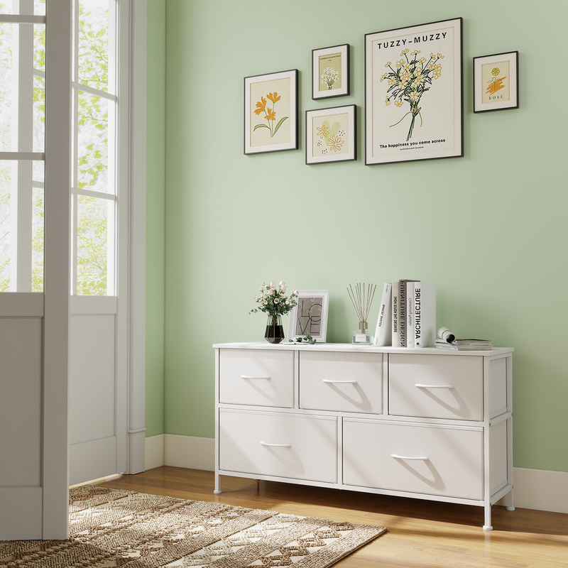 E-shop Kommode, Schrank, 7 Stoffschubladen, für Schlafzimmer, Flur, Wohnzimmer