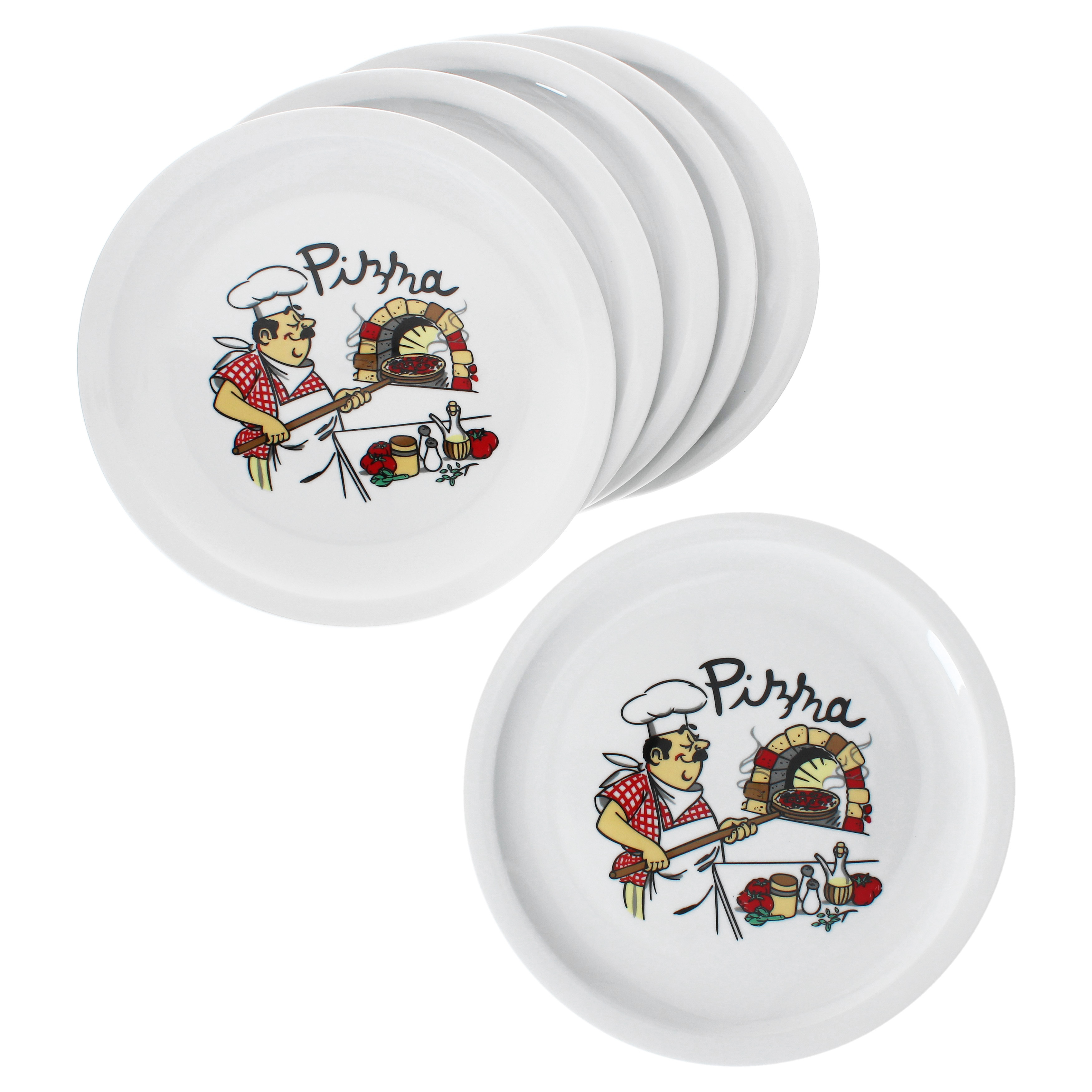 Image of 6-piece Set Pizza Plates Ø30.5cm, 6-person Plates, Large Pizza Baker Platter