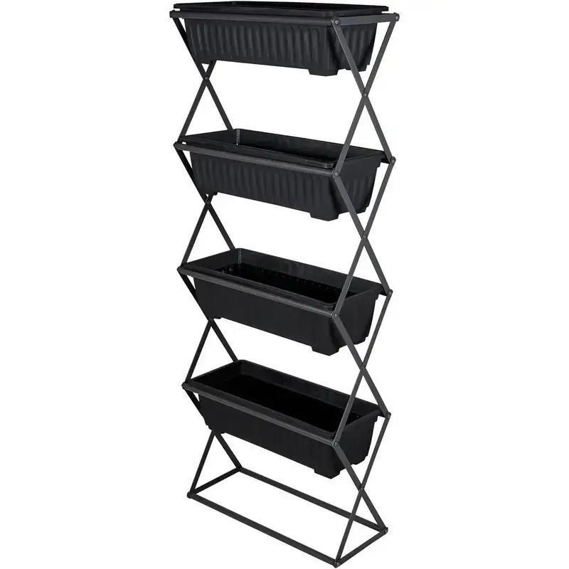 TEMU 4-tier Vertical Strawberry & Planter – Raised Garden Beds With 4 Removable Trays, Foldable Structure, Indoor/outdoor Planter Stand For Flowers,