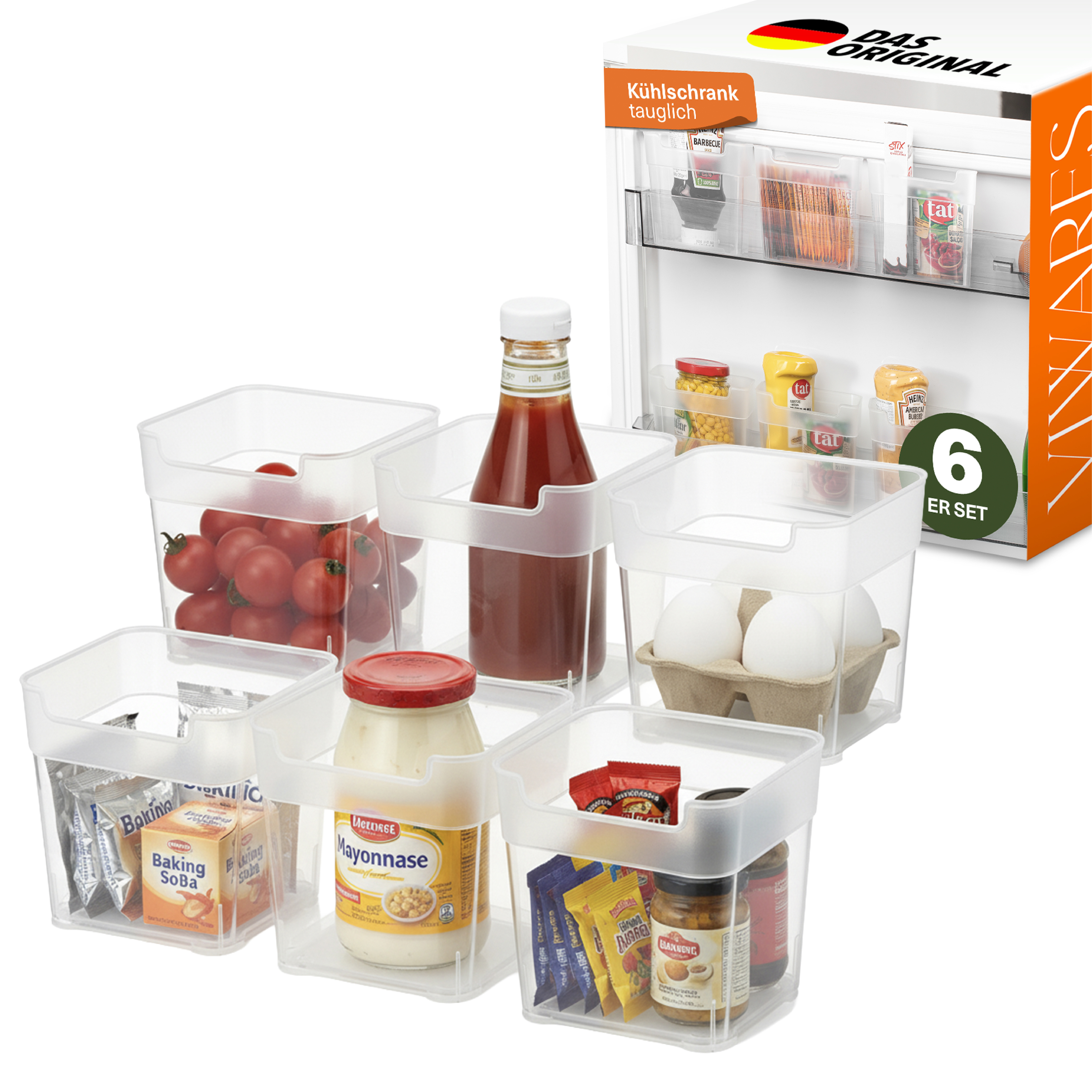 Viwares 6-piece Refrigerator Organizer Set – Transparent Storage Containers 950ml – Space-, Stackable, Dishwasher Safe – Durable Material, Bpa-free – Ideal For Fridge, Freezer & Kitchen