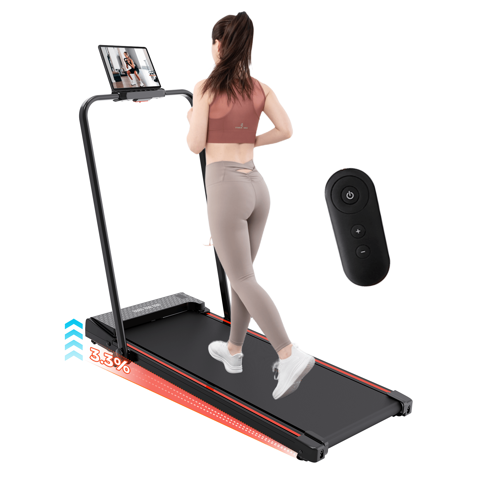 E-shop Klappbarer 2-in-1 Laufband mit Neigung, Kompakte Elektrische Gehmatte für Zuhause und Büro