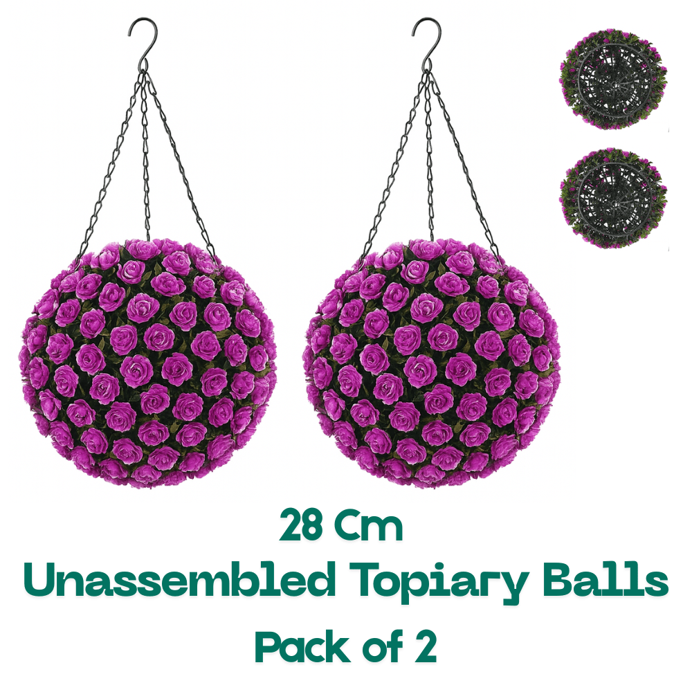 TEMU Parkland® Pack Of 2 28cm Topiary Balls - Artificial Boxwood Sphere, Uv Protected, No Maintenance Fake Leaf, Easy To Assemble Hanging Balls For