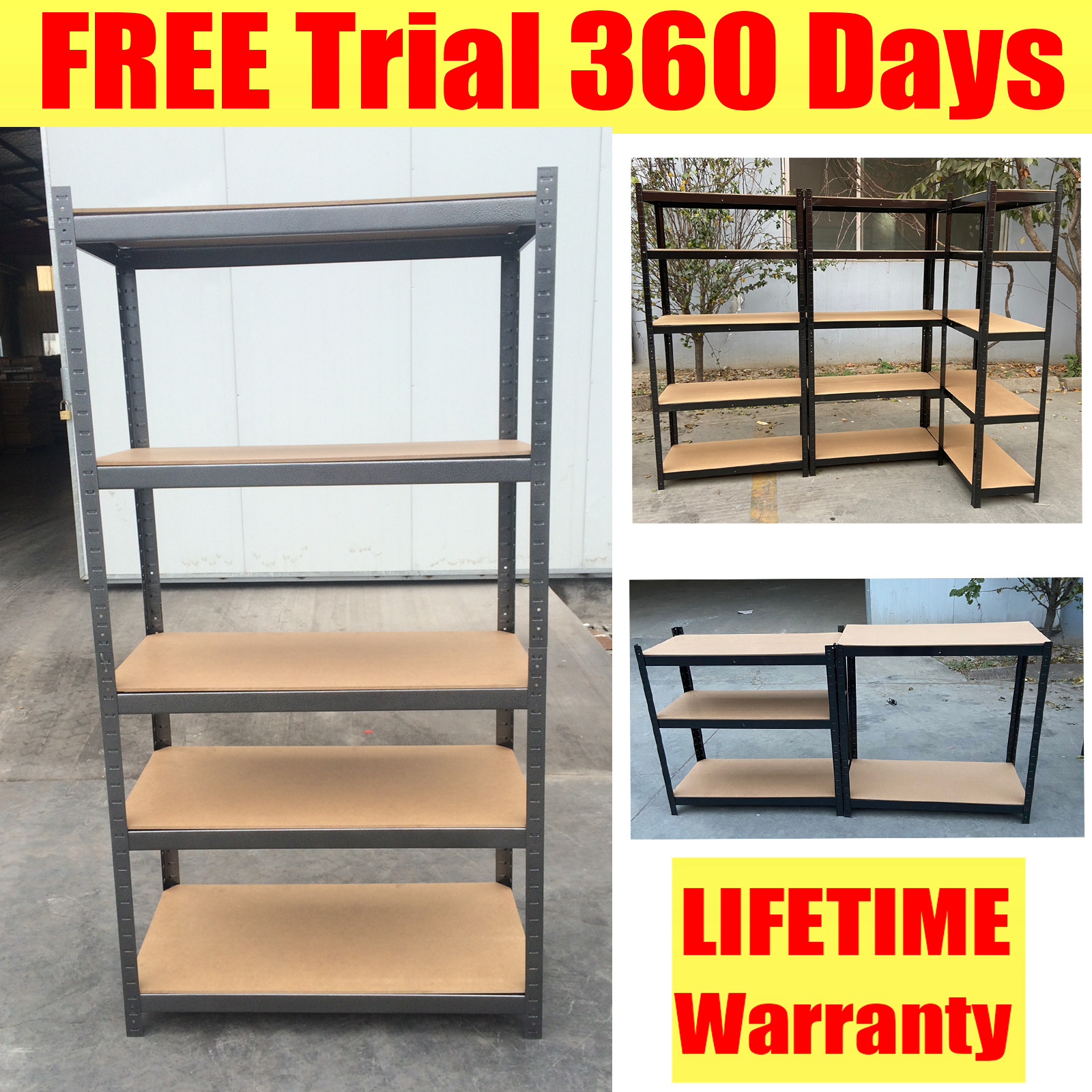 TEMU Garage Shelving Units Heavy Duty 5 Tier Shelving Units Storage Adjustable Racking Shelves Boltless Rack 875kg Capacity Utility Racking Shelves