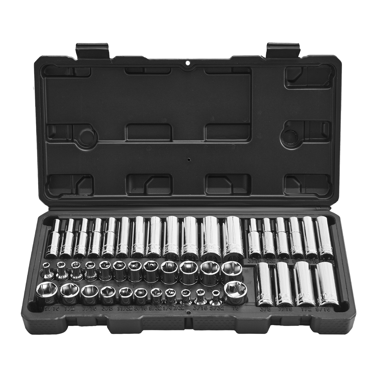 Image of Vevor Socket Set, 46 Pieces, 6.4 Mm Drive Socket Tool Set, Sae And Metric Size, Deep And Standard, Mechanic Tool Kit With Storage Case, Chrome Plated Alloy Steel, For Automotive Repair