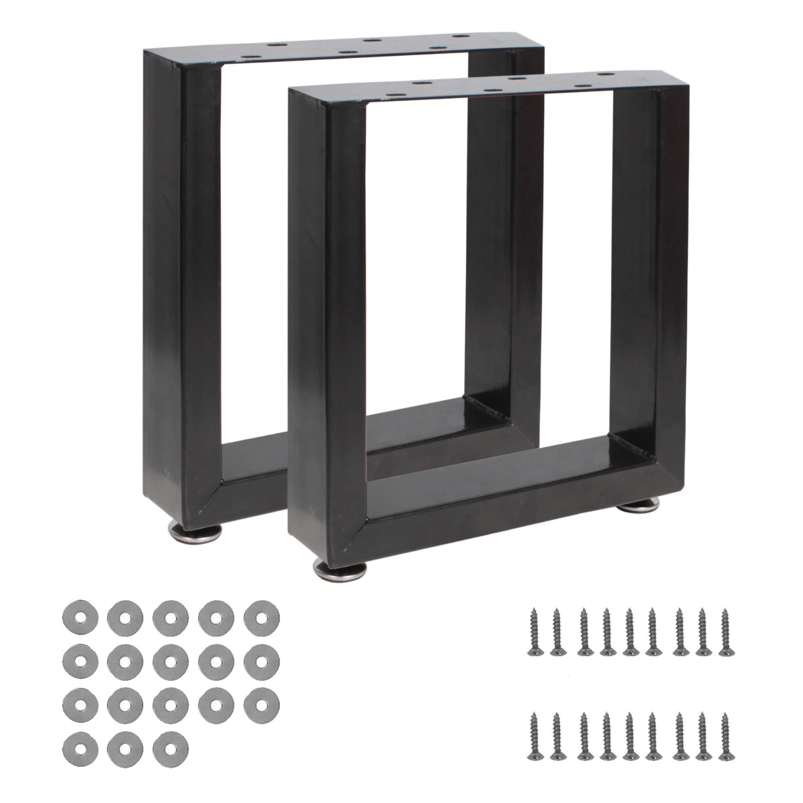 2x Metal Table Legs, Rectangular Table Legs, Right-angled Table Legs With Floor Protection, Suitable For Living Room And Office Desks, Black (80 X 72 Cm)