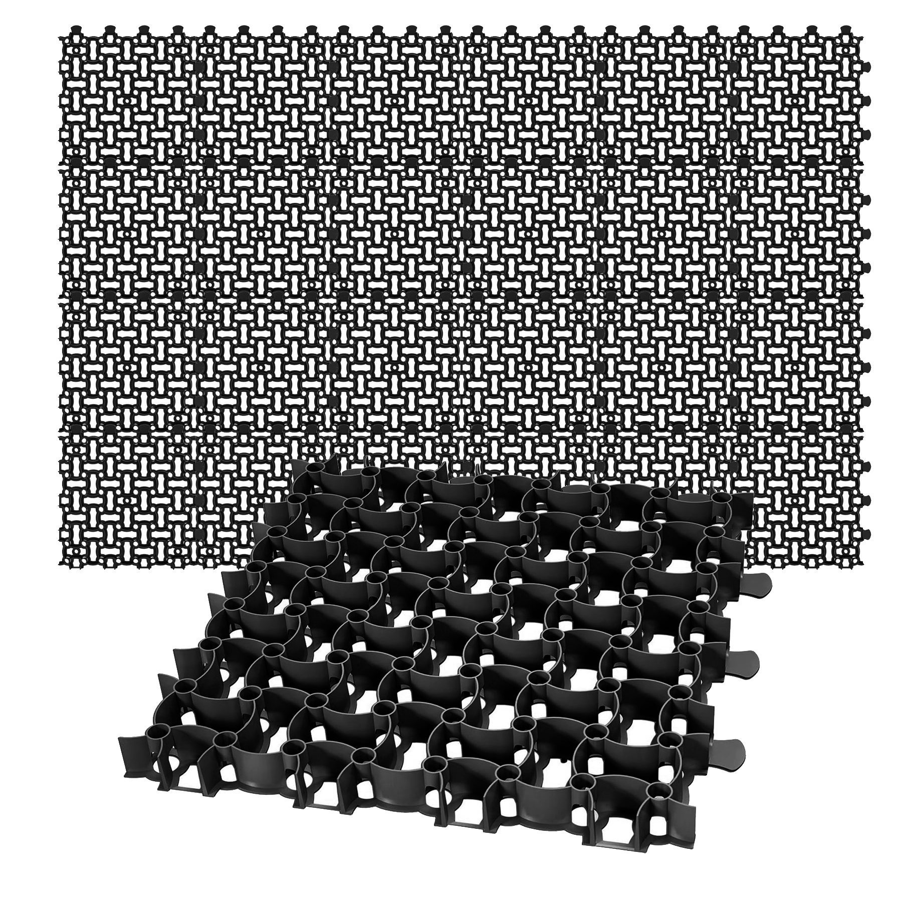 Image of Bigdean 24x Lawn Grid Paddock Plate Black 50x50 Cm Lawn Mats Lawn Grids Gravel Grid Parking Lawn 6 M²
