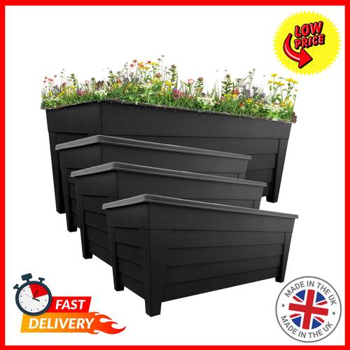 4 large black trough planter for home office gardens greenhouses patios
