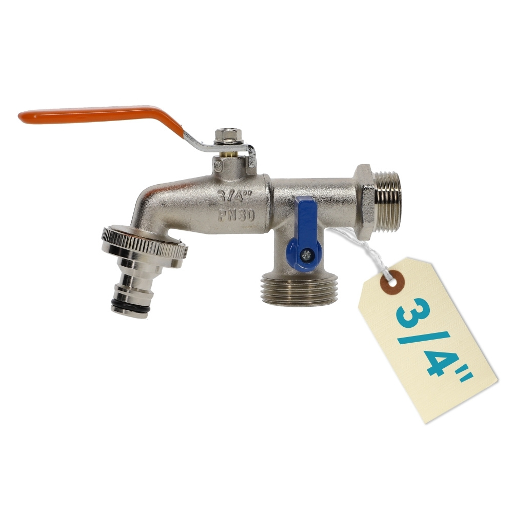 Image of Garden Faucet Ball Valve 1/2" 3/4" Double Outlet External 1/2 Inch Double Faucet 3/4 Inch External Faucet Double Faucet With Hose Connection