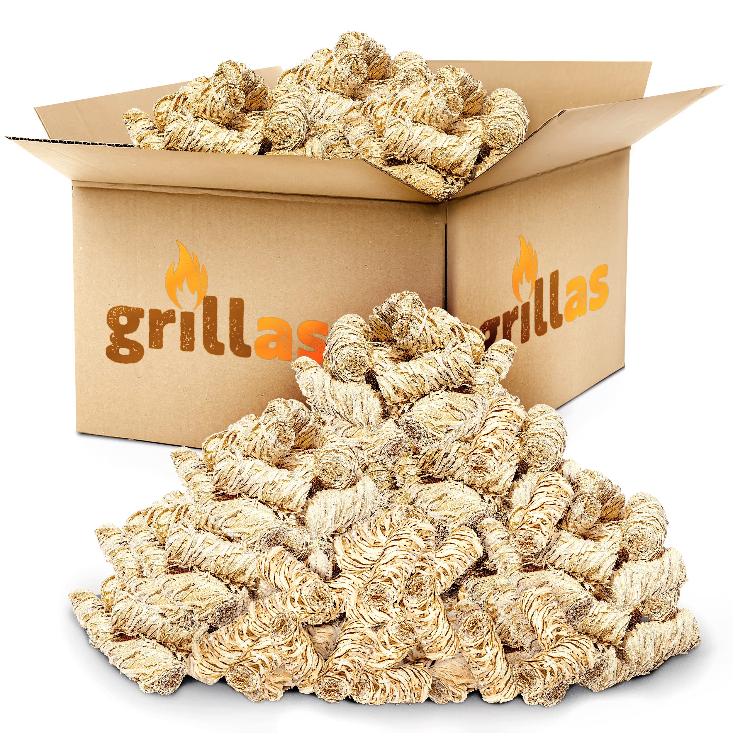 grillas® Allume-feu en laine de bois, allume-feu bio, allume-barbecue en bois et cire, allume-feu en laine de cheminée, allume-poêle, allume-four, allume-poêle