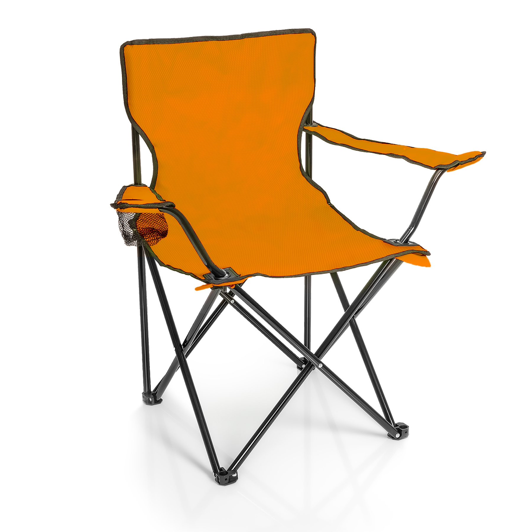 Image of Bigdean Folding Chair Orange Camping Chair Angler Chair With Cup Holder & Carry Bag - Angler's Chair Foldable - Folding Garden Chair Relaxation Chair Foldable