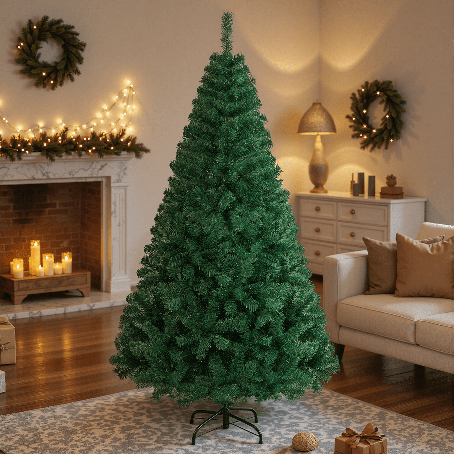 Image of 180cm Artificial Christmas Tree With 660 Tips With Stand For Indoor And Outdoor Holiday Decoration