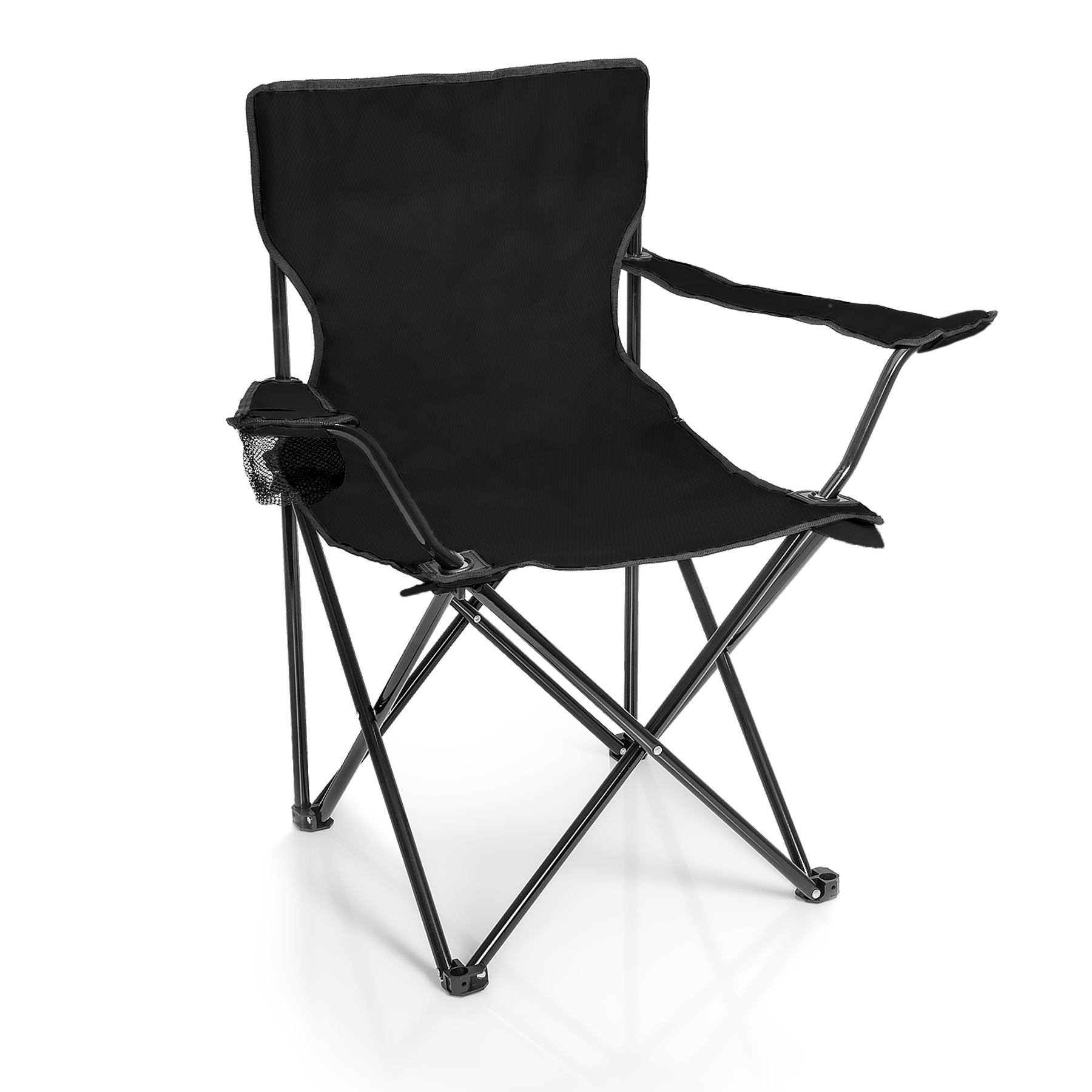 Bigdean Folding Chair Black Camping Chair Fishing Chair With Cup Holder & Carry Bag - Foldable Fishing Chair - Garden Chair Folding Chair Relaxation Chair Foldable Fishing Chair