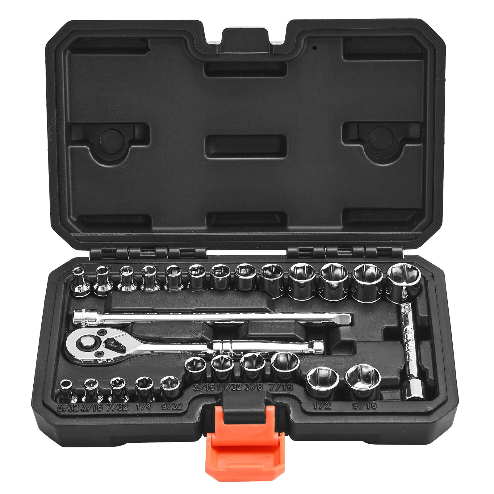 Image of Vevor Socket Set, 27 Pieces, 6.4 Mm Drive Socket And Ratchet Set, Sae And Metric, Mechanic Tool Kit With Ratchet Wrench, Extension Bar And Storage Case, Alloy Steel, For Automotive Repair