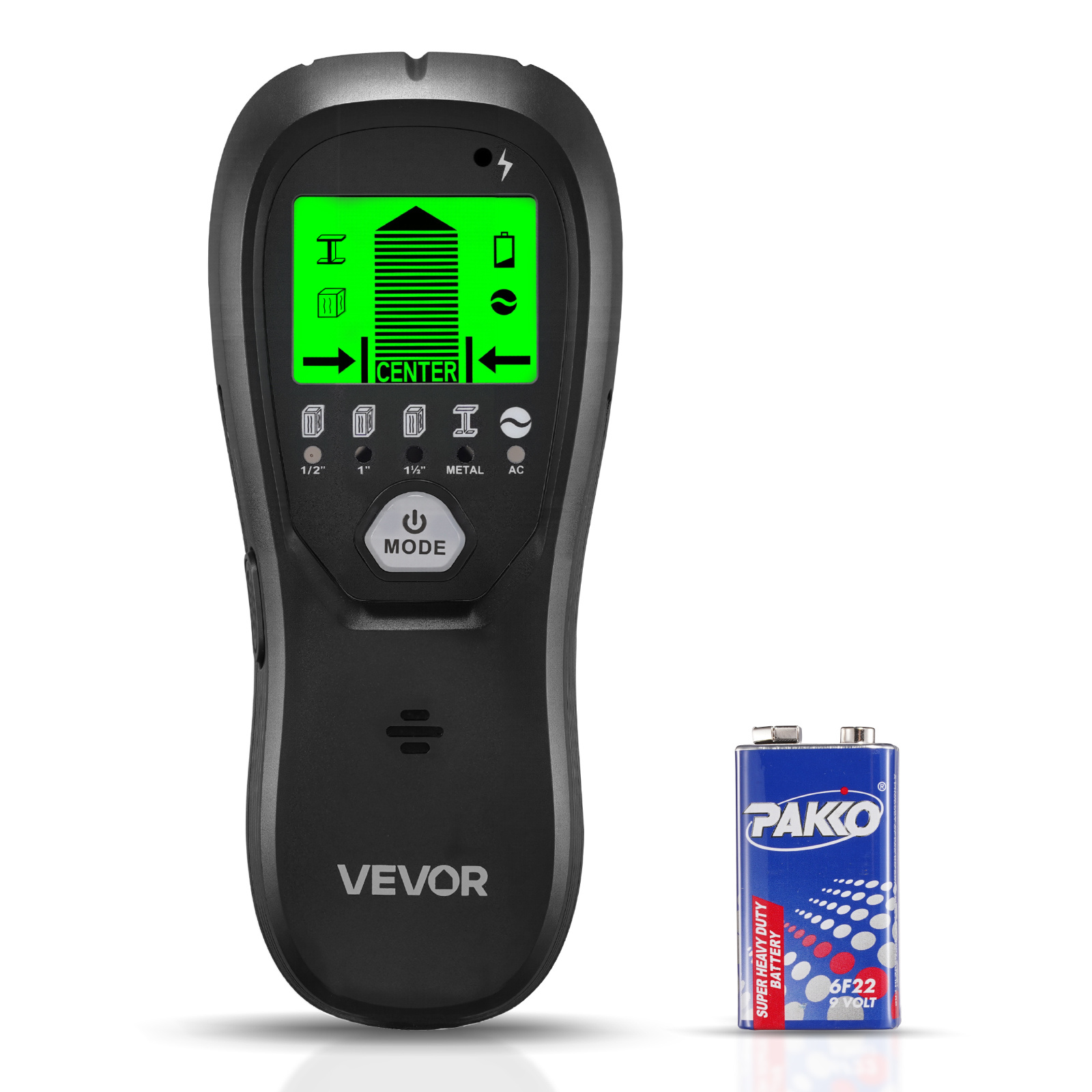Vevor Stud Finder Wall Scanner, 5 In 1, Electronic Wall Stud Detector With Smart Sensor, High-definition Lcd Display And Audio Alarm, For And Edge Of Metal, Ac Wire, Joists, Pipes, Black
