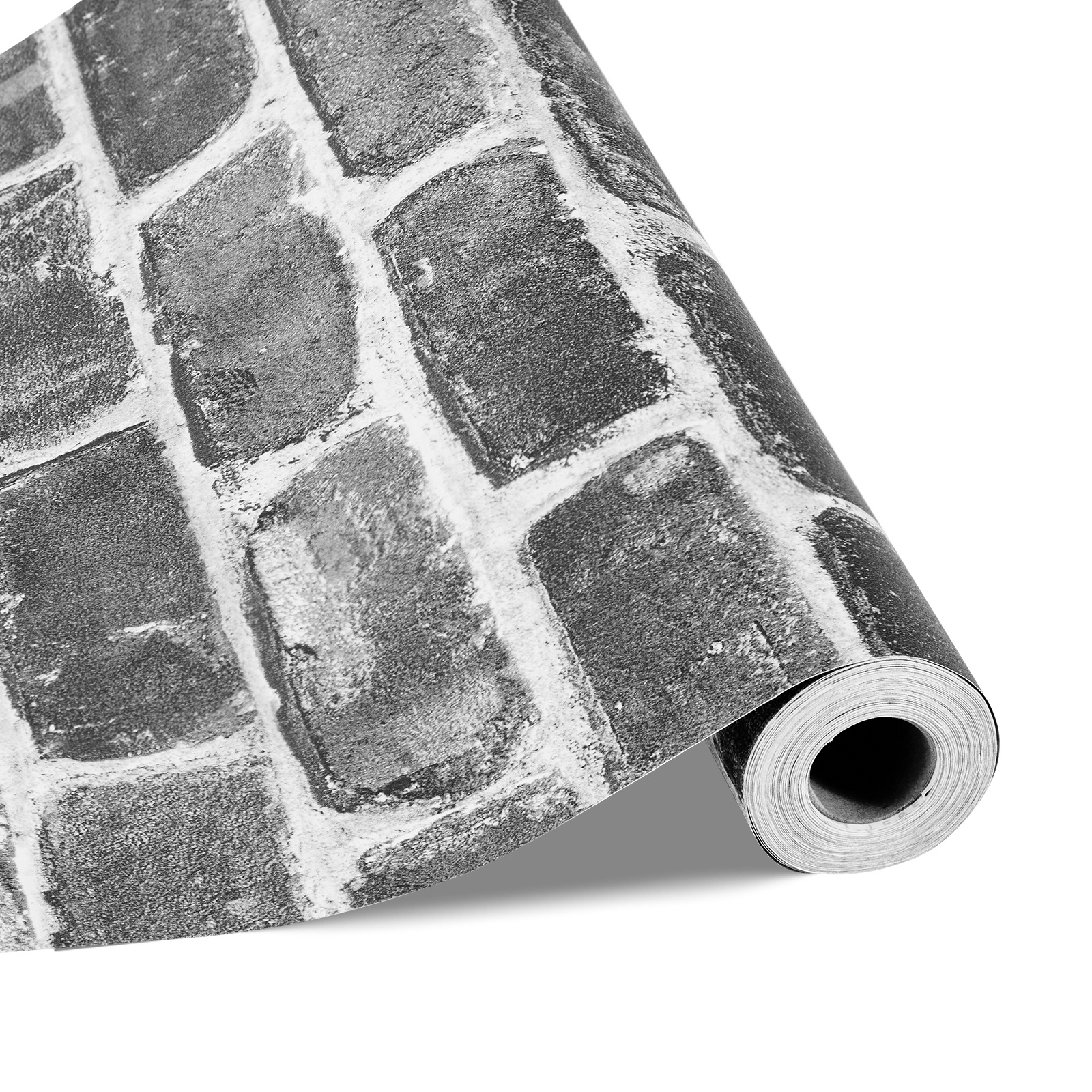 Vevor Peel And Stick Wallpaper, 17.7 X 393.7 Inch Contact Paper Gray Brick Self Adhesive, Easy To Clean & Peel Wall Decorative Vinyl Roll For Bedroom Kitchen Bathroom Office Desk