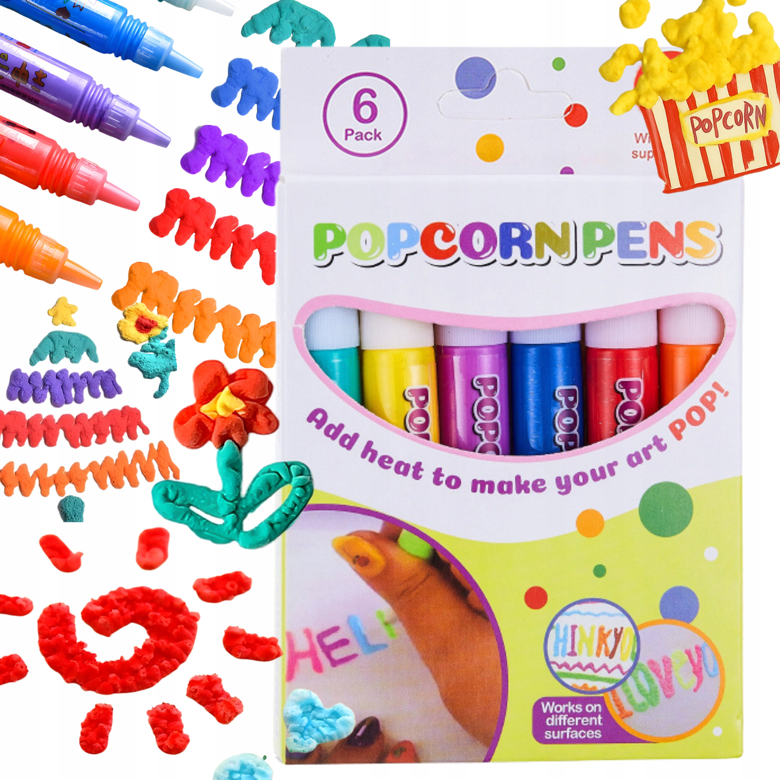 TEMU Stylos Magiques , Stylos Colorés en Relief, 6 Stylos à Bulles, Stylos Popcorn, Stylos à Dessin, Stylos Amusants, Idéaux pour Dessins,