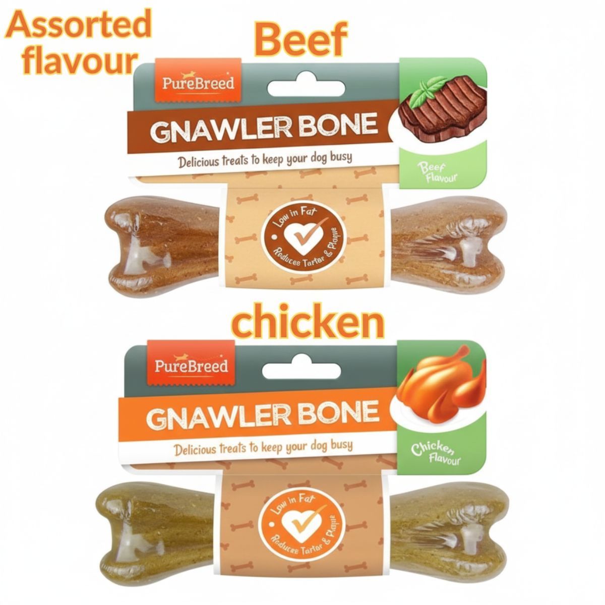 TEMU 2pcs Pet Dog Treats Gnawler Of 2 (2x40g) Dog Food Bone Dog Chew Toy By Pure Breed Assorted