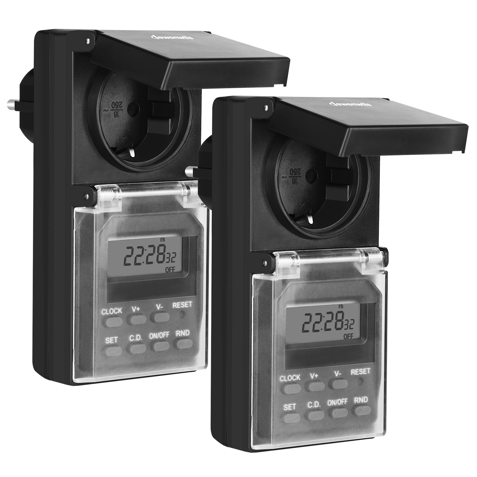Timer Socket Outdoor, 20 Switching Programs, 16a/2 Pack