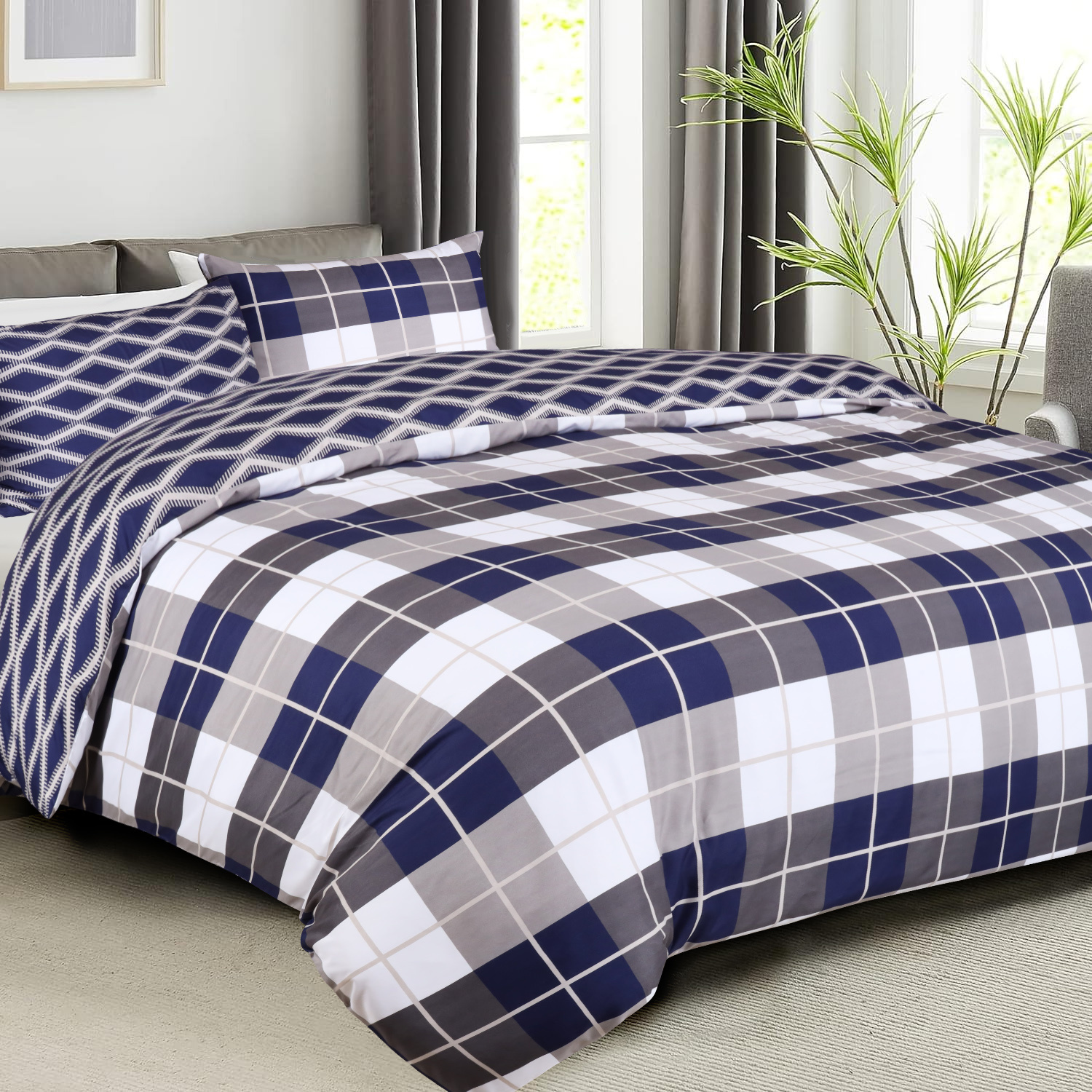 TEMU 3pcs Luxury Printed Duvet Cover Set – Reversible, Ultra Soft & Breathable Microfiber Bedding, Wrinkle Free, Machine Washable With Button Closure