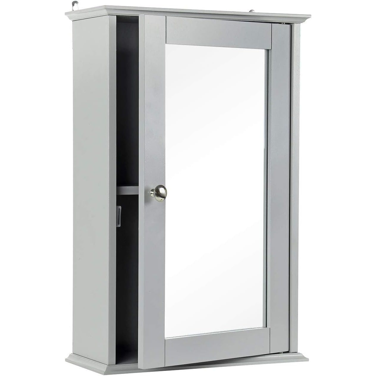 Single Door Mirrored Bathroom Cabinet with Adjustable Shelf