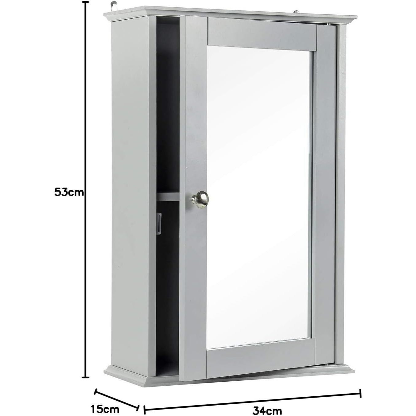 Single Door Mirrored Bathroom Cabinet with Adjustable Shelf