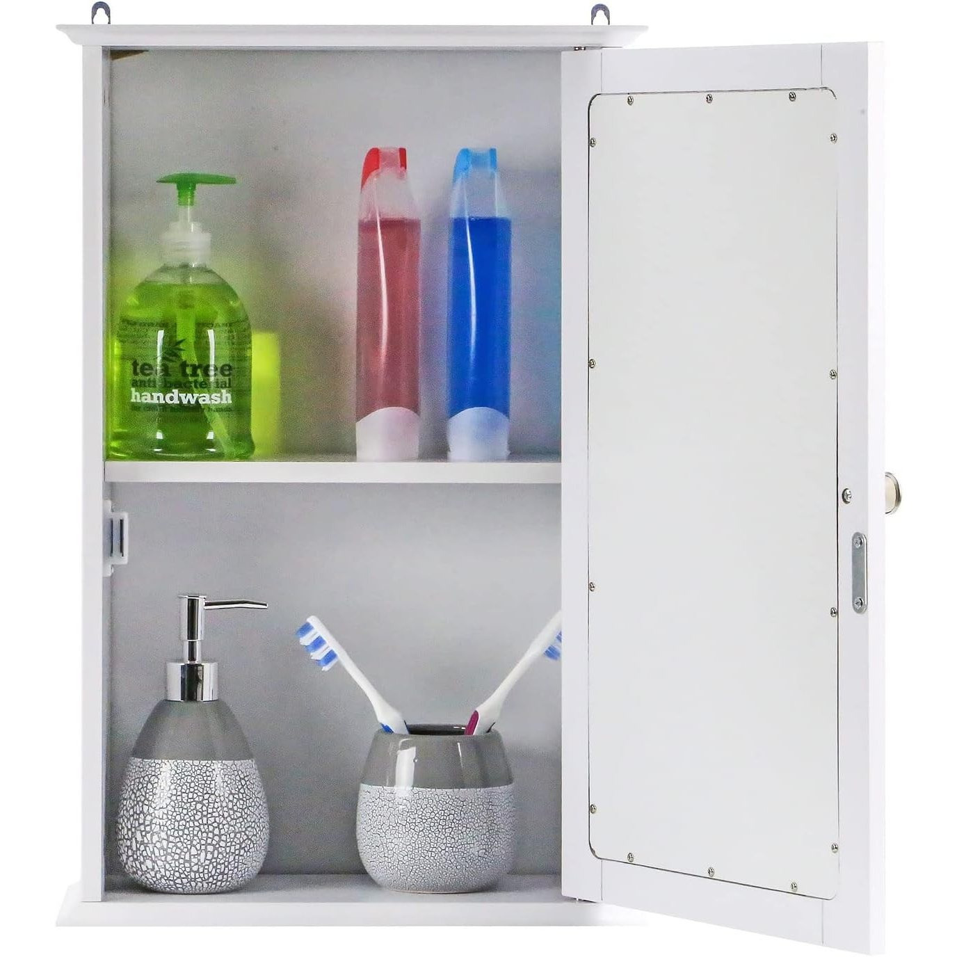 Single Door Mirrored Bathroom Cabinet with Adjustable Shelf